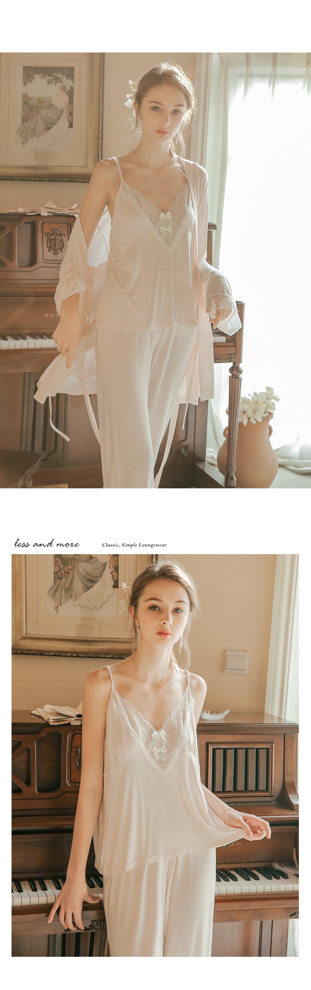 氣質女神棉質浴袍三件套 / 粉色 / ✧106651