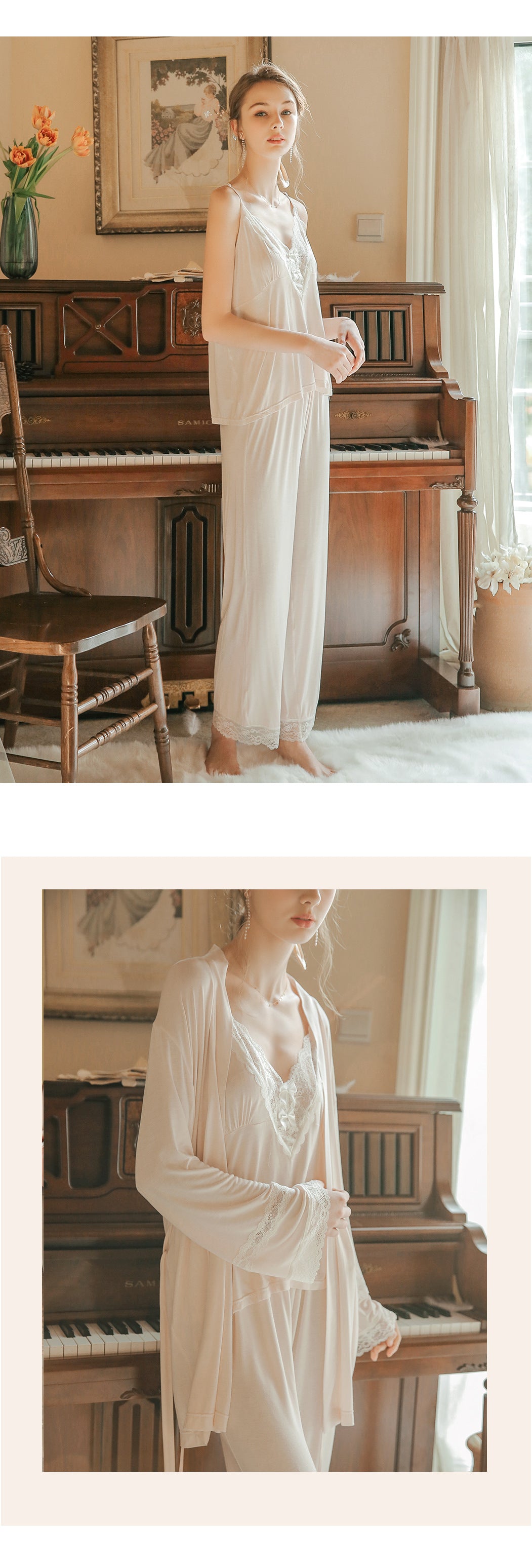 氣質女神棉質浴袍三件套 / 粉色 / ✧106651