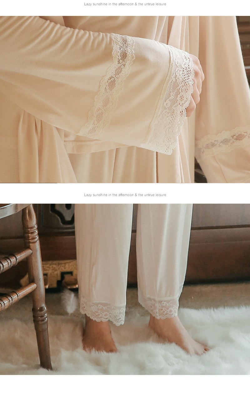 氣質女神棉質浴袍三件套 / 粉色 / ✧106651