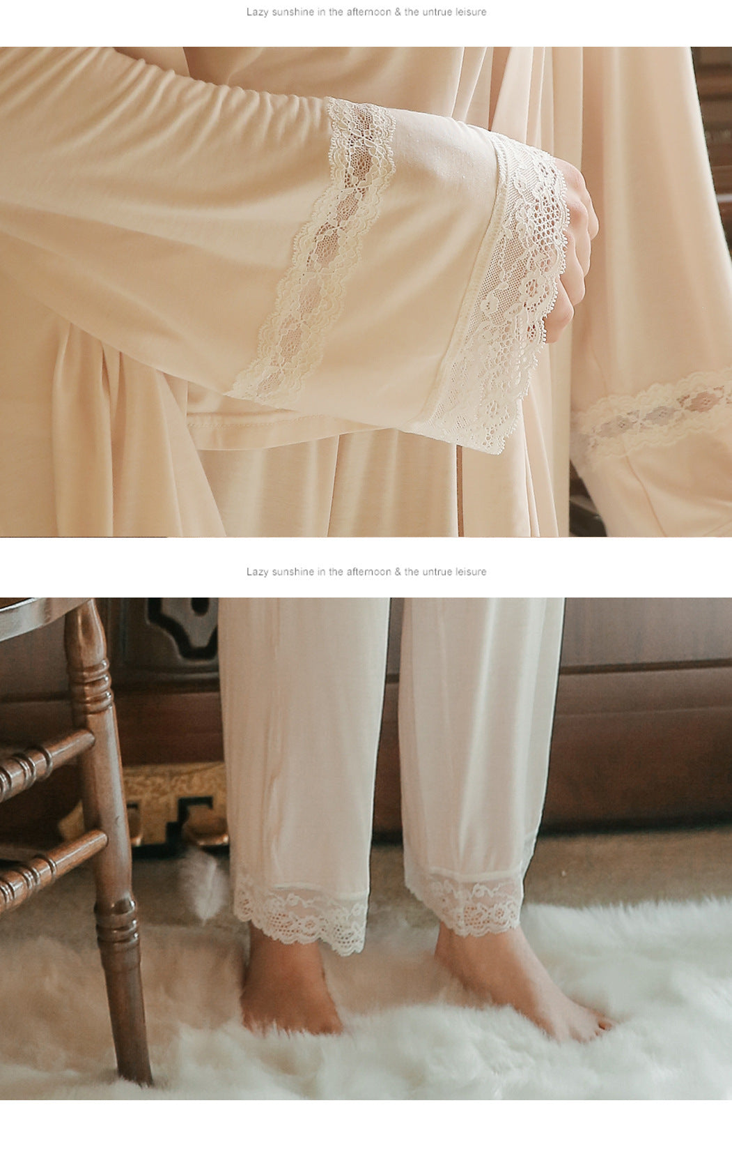 氣質女神棉質浴袍三件套 / 粉色 / ✧106651