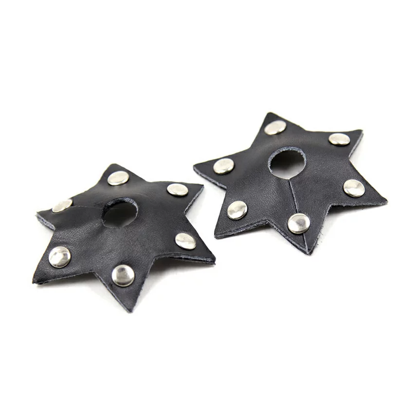 六角露窩釘皮革乳貼 / 黑色 / ✧410131