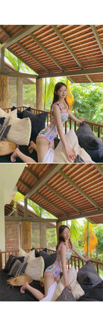 【 5 0 % ᴏ ғ ғ 】花花與海小清新連身泳衣 / 粉色 / ✧665361