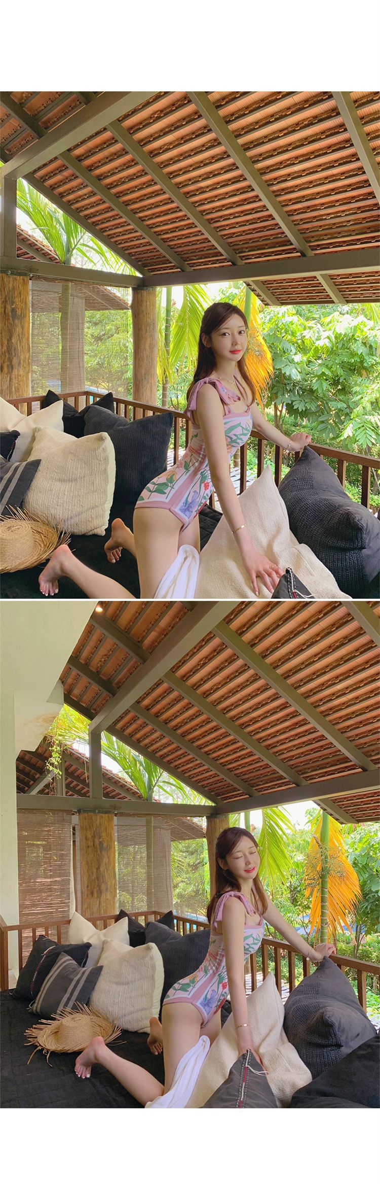 【 5 0 % ᴏ ғ ғ 】花花與海小清新連身泳衣 / 粉色 / ✧665361