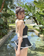 【 5 0 % ᴏ ғ ғ 】拼色黑裙小公主連身泳衣 / 黑色 / ✧665145