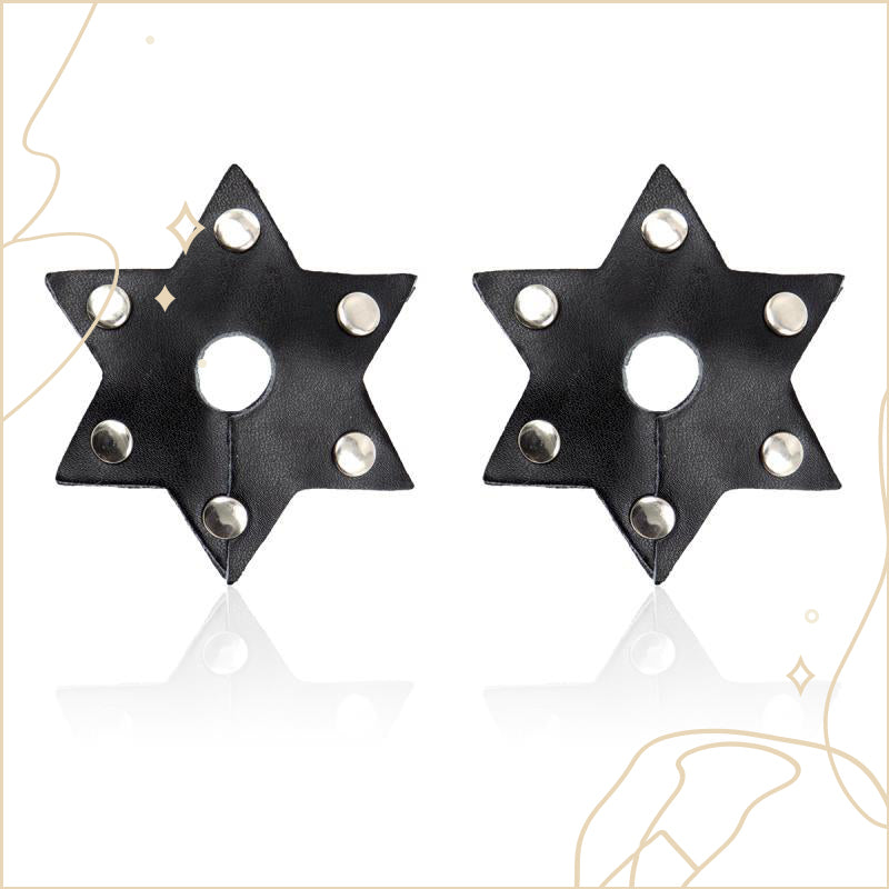 六角露窩釘皮革乳貼 / 黑色 / ✧410131