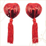 閃閃心形流蘇乳貼 / 紅色 / ✧410221