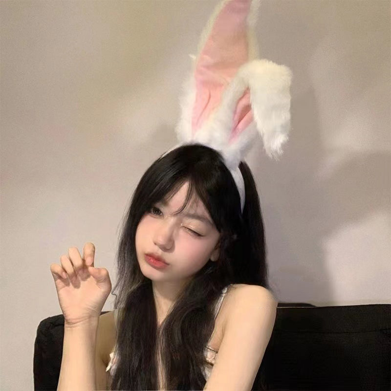 可愛長耳兔毛絨頭箍 / 白色 / ✧440641
