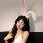 可愛長耳兔毛絨頭箍 / 白色 / ✧440641