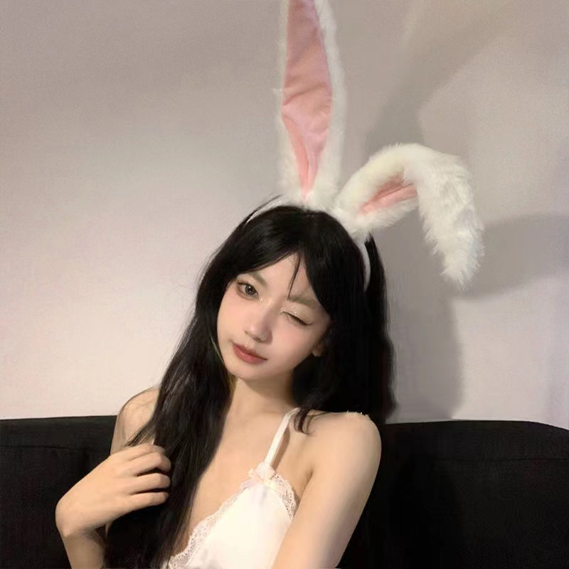 可愛長耳兔毛絨頭箍 / 白色 / ✧440641