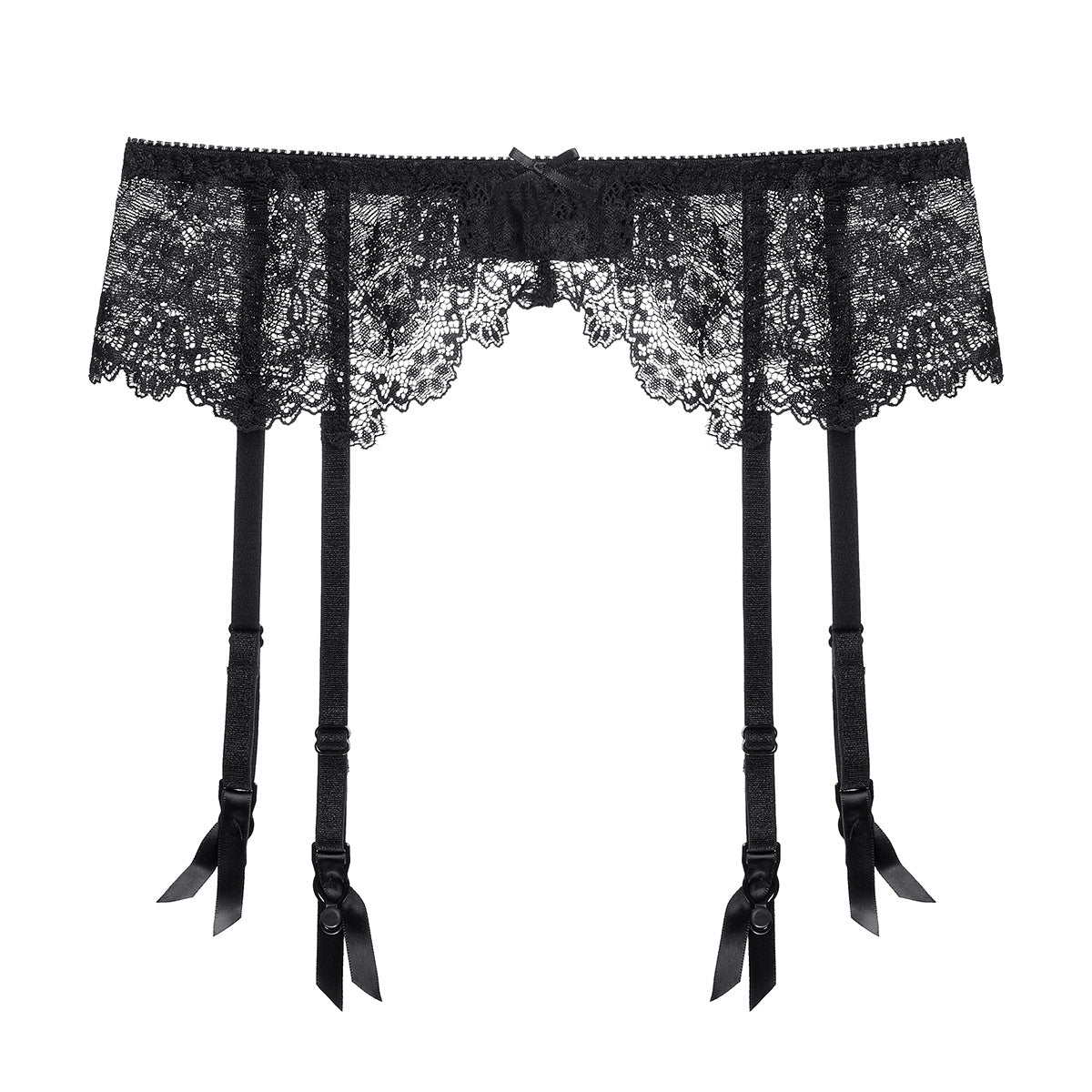 欲罷不能透視蕾絲吊襪帶 / 黑色 / ✧540581