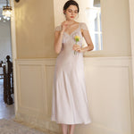 復古典雅滑絲睡裙 / 粉紫色 / ✧882521