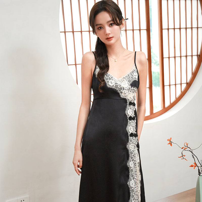 【 網店優惠 8 0 % ᴏ ғ ғ 】女神降臨仙氣睡裙套裝 / 黑色 / ✧100851