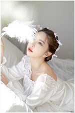 文青女神必備冰絲睡衣套裝 / 白色 / ✧104201