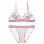 透膚誘惑內衣套裝 / 粉色 / ✧801221