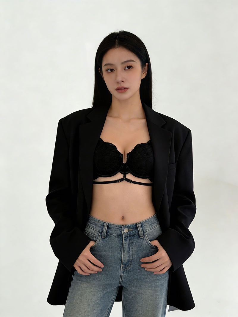 微醺光影精緻蕾絲鋼圈丁字褲套裝 / 粉色 / ✧200241