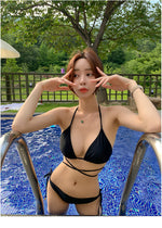 淨色經典綁帶比堅尼泳衣 / 黑色 / ✧661812
