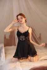 星柔絲滑固定睡墊睡衣 / 黑色 / ✧878621