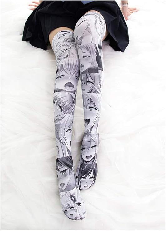360° 全景動漫表情 二次元印花過膝長襪 / ✧559021