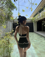 【 5 0 ％ ᴏ ғ ғ 】拼色黑裙小公主連身泳衣 / 黑色 / ✧665145