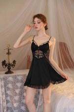 星柔絲滑固定睡墊睡衣 / 黑色 / ✧878621