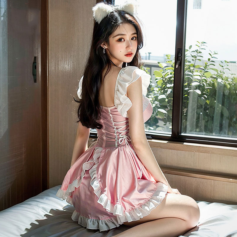 粉紅超萌女僕cosplay套裝 / 粉色 / ✧111171