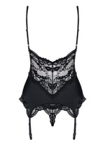 Obsessive 魅影緞面蕾絲束身胸衣套裝 / 黑色 / ✧810COR1