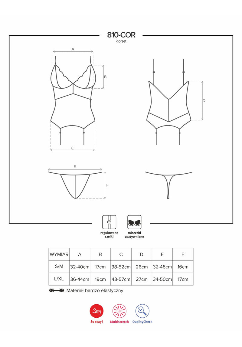 Obsessive 魅影緞面蕾絲束身胸衣套裝 / 黑色 / ✧810COR1