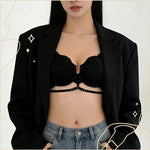 微醺光影精緻蕾絲鋼圈丁字褲套裝 / 黑色 / ✧200241