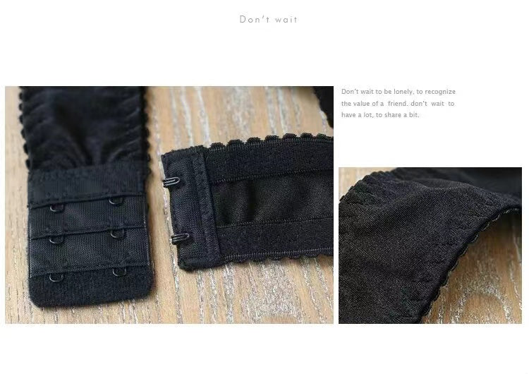 美胸內衣套裝連吊襪帶 | 黑色 | ✧801161