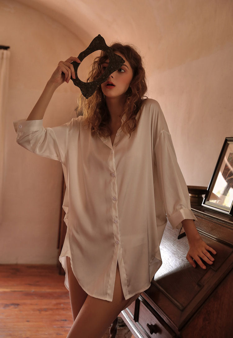 絲滑感OverSize襯衫 / 紫色 / ✧898443