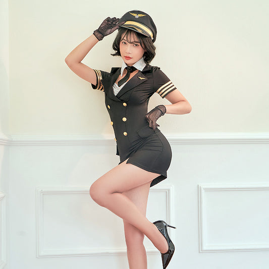 撩人女機師套裝 / 黑色 / ✧112331