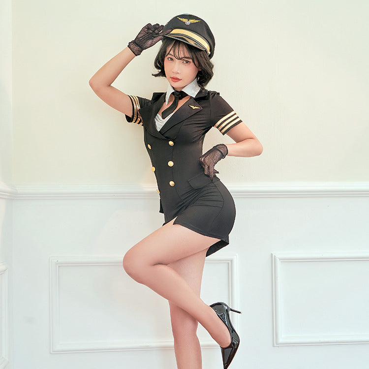 撩人女機師套裝 / 黑色 / ✧112331
