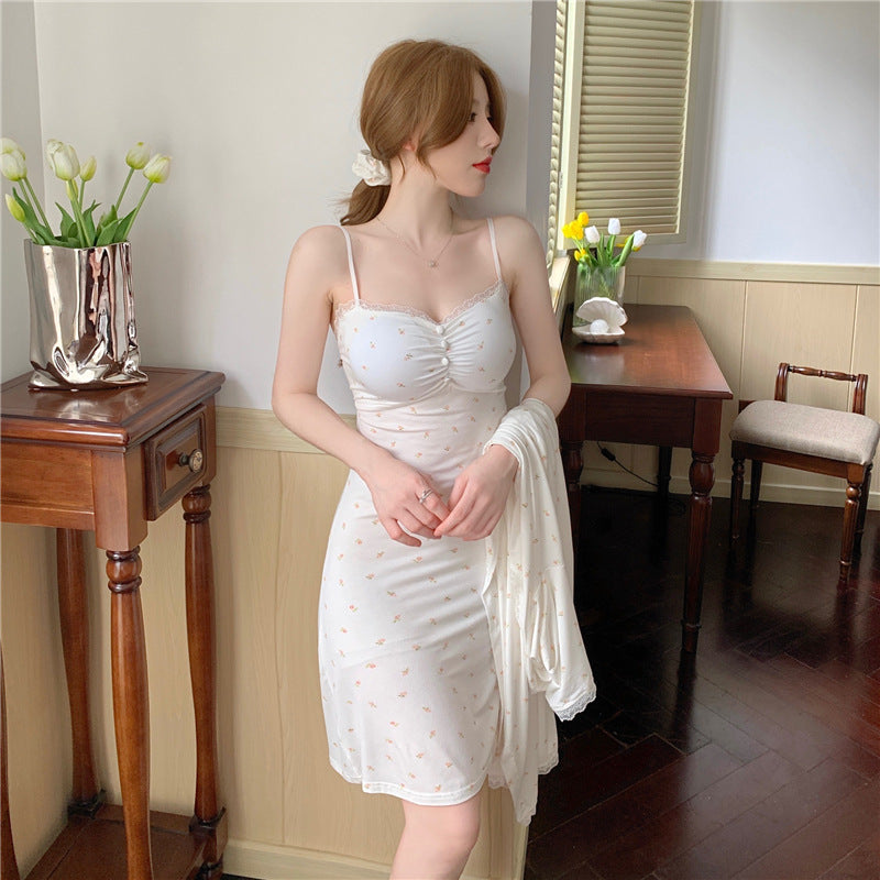 唯美可愛碎花睡衣 / 白色 / ✧100401