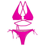 【 5 0 ％ ᴏ ғ ғ 】熱情桃色綁帶BIKINI / 粉色 / ✧660213