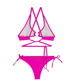 【 5 0 ％ ᴏ ғ ғ 】熱情桃色綁帶BIKINI / 粉色 / ✧660213