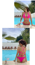 【 5 0 ％ ᴏ ғ ғ 】熱情桃色綁帶BIKINI / 粉色 / ✧660213