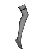 Obsessive 簡約褶皺邊透視大腿絲襪 / 黑色 / ✧Stelisa