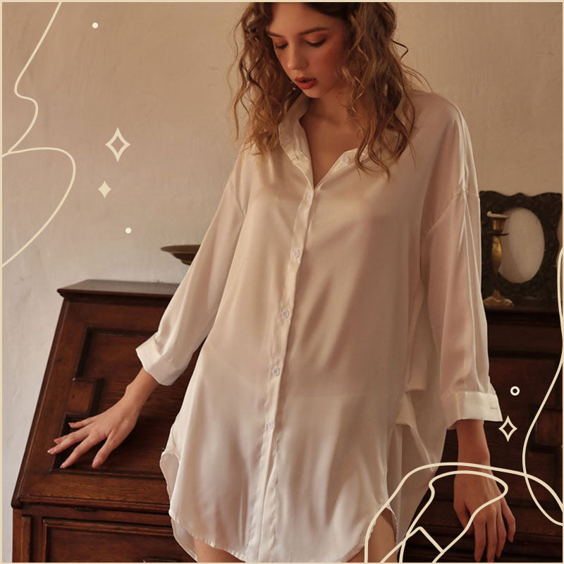 絲滑感OverSize襯衫 / 白色 / ✧898443