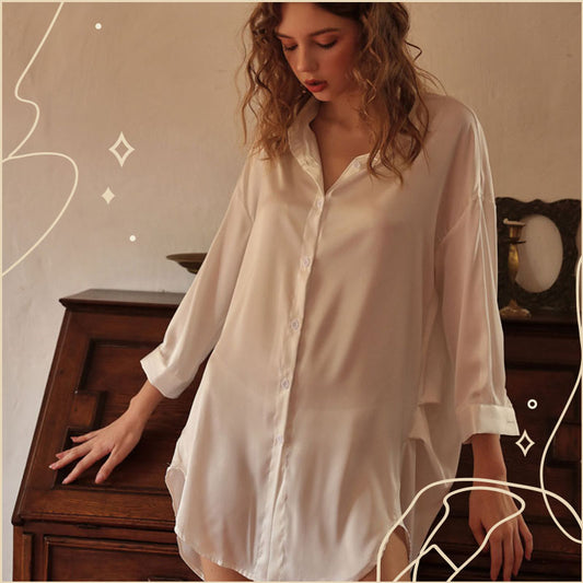 絲滑感OverSize襯衫 / 白色 / ✧898443