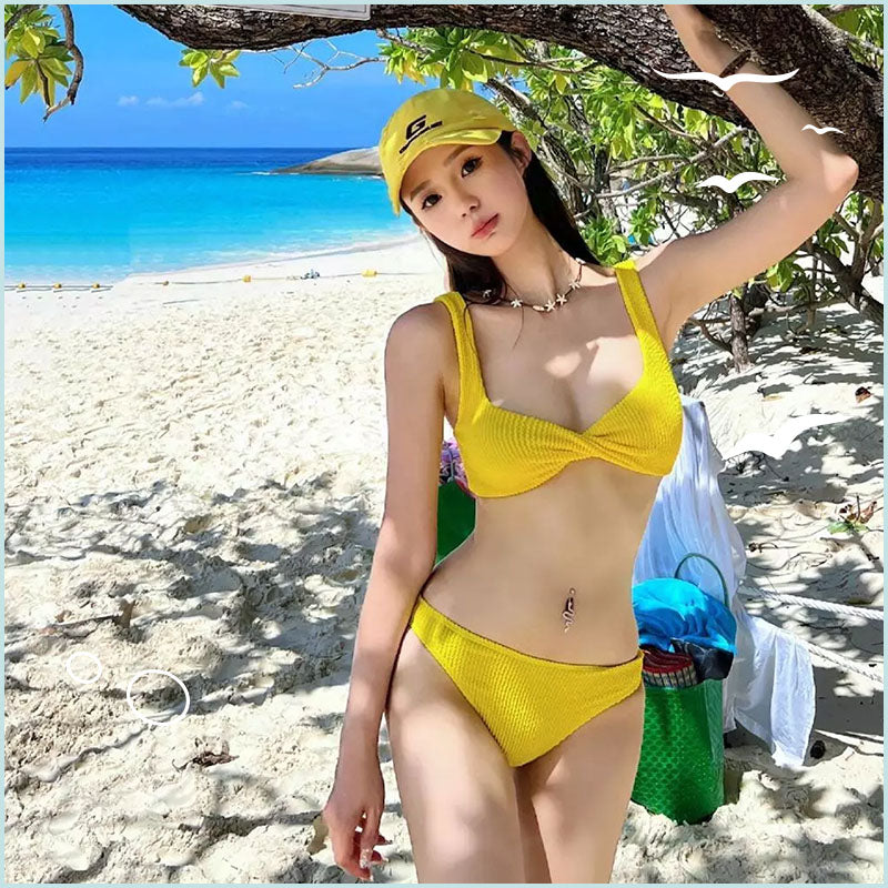 檸檬黃辣妹比堅尼泳衣三件套裝 / 黃色 / ✧660422
