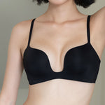 深 U 隱形魔法無痕無鋼圈胸圍 / 黑色 / ✧200573