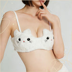 雲朵貓咪毛茸茸親膚無鋼圈胸圍套裝 / 白色 / ✧208001