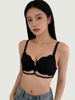 微醺光影精緻蕾絲有鋼圈胸圍套裝(黑色) | 配搭同系精緻丁字褲 - PM Care