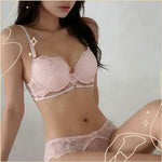 微醺光影精緻蕾絲有鋼圈胸圍套裝(粉色) | 配搭同系精緻丁字褲 - PM Care
