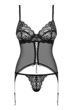 Obsessive 魅影繫帶透視緊身內衣套裝 / 黑色 / ✧Contica