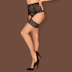 Obsessive Joylace 花卉蕾絲大腿絲襪 / 膚色 / ✧Joylace