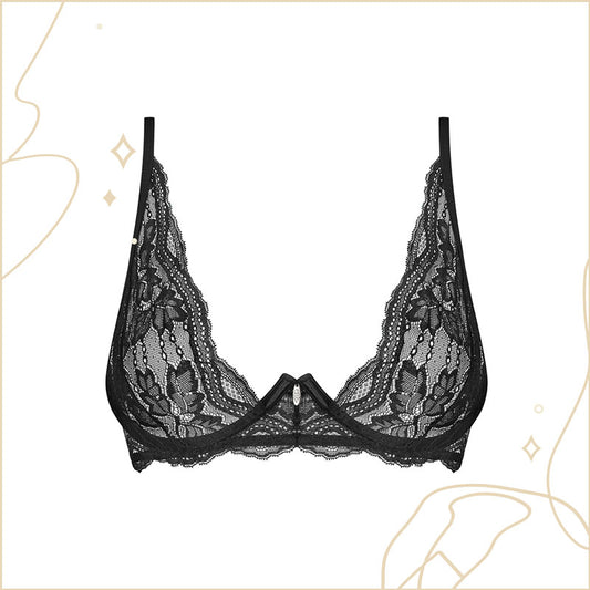 Obsessive優雅花卉蕾絲鋼圈胸罩 / 黑色 / ✧Nutris