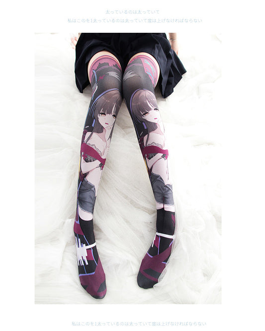 靈魂契約 二次元符文印花過膝長襪 / ✧559051