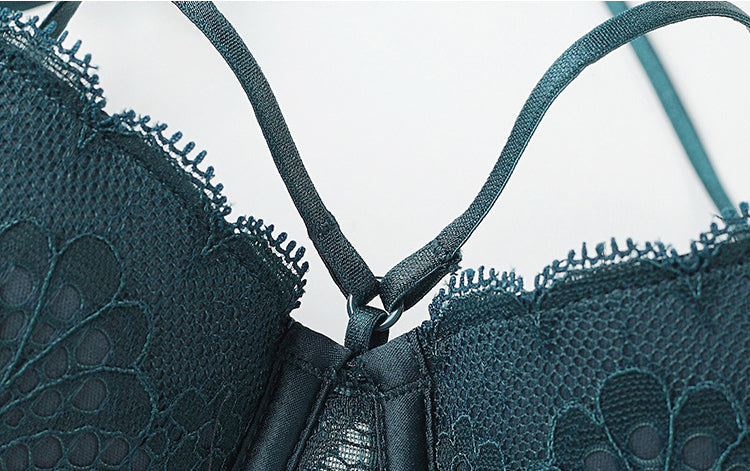 交叉細帶托胸美背胸圍套裝 / 綠色 / ✧200031