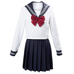 青春可愛女學生長袖制服 / 藍白色 / ✧110001
